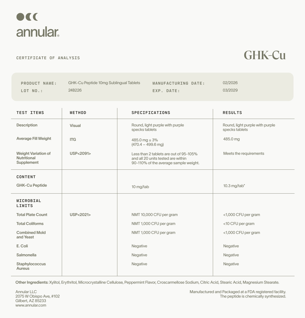 GHK Cu Certificate COA